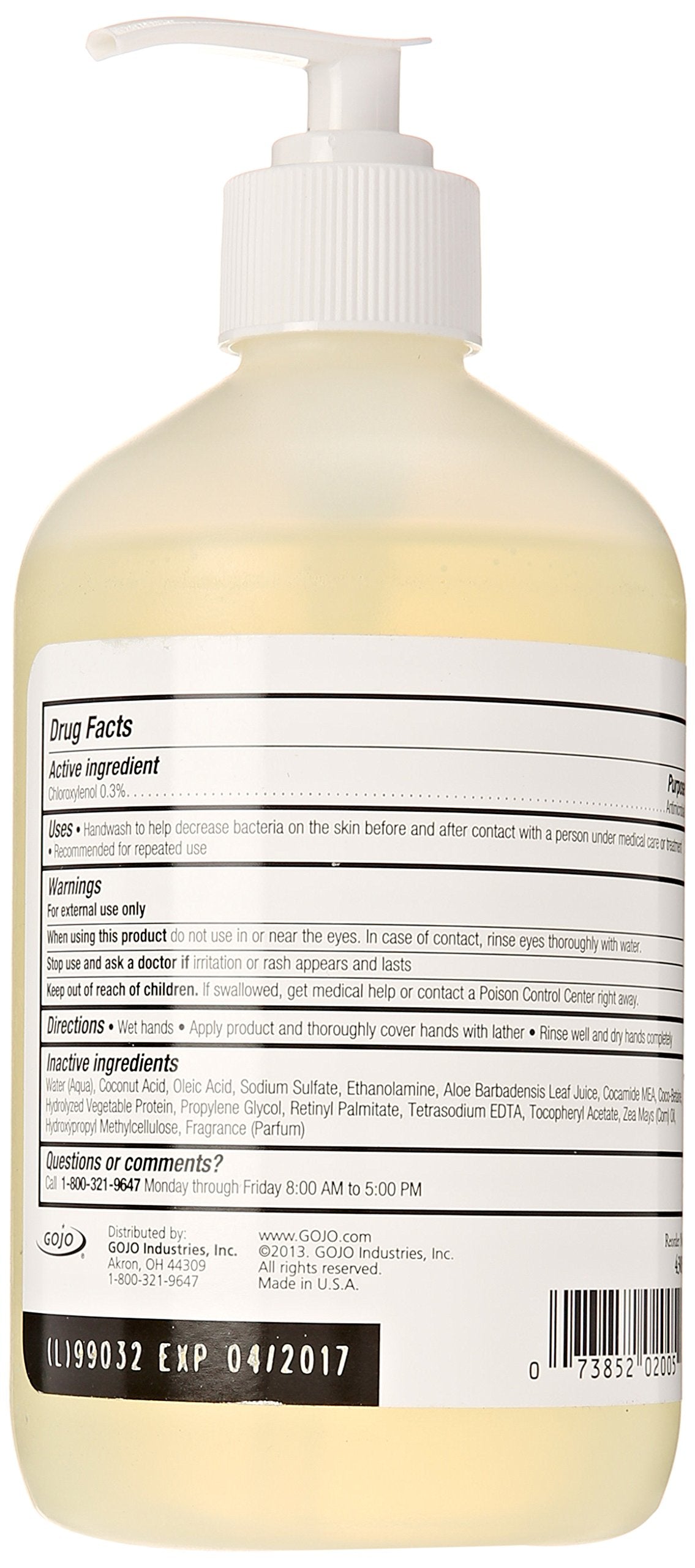 Provon lotion antimicrobienne en bouteille-pompe, soin doux après lavage des mains.