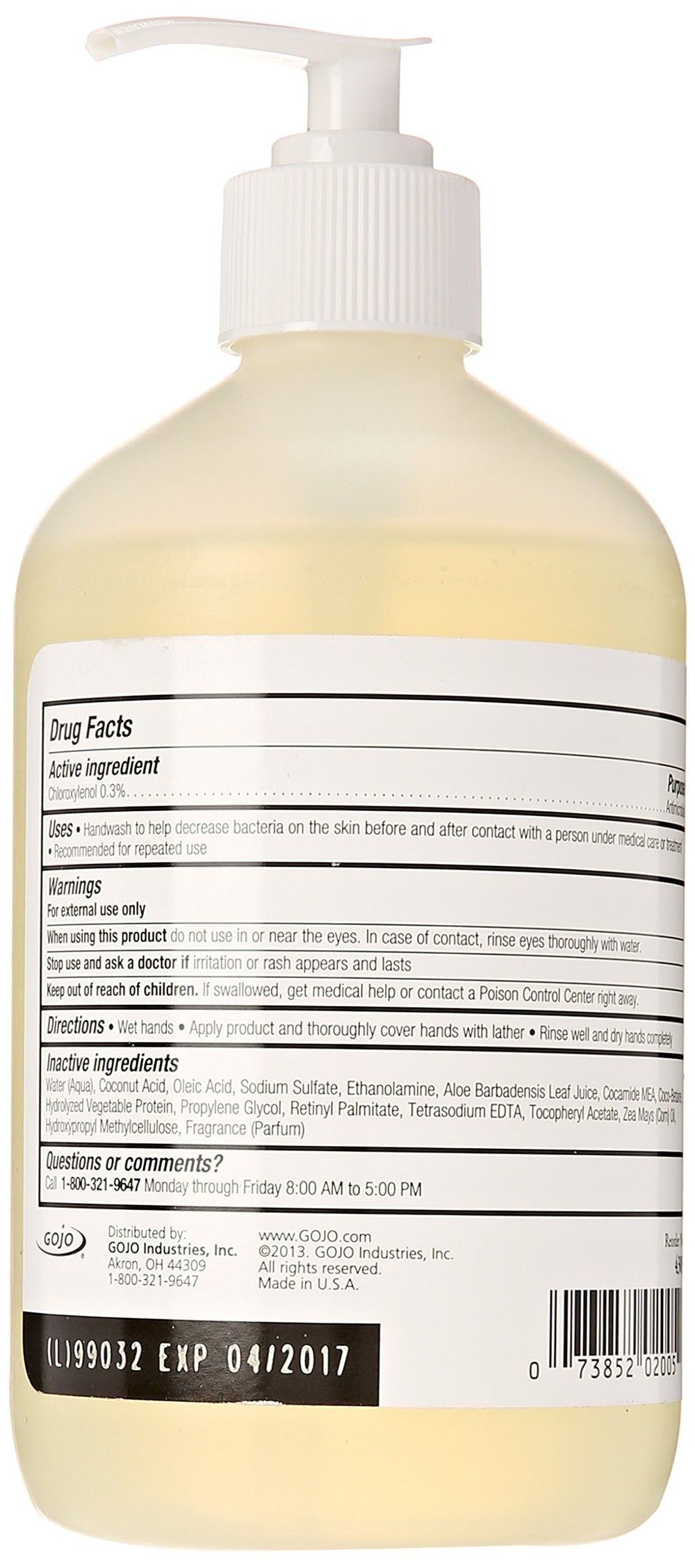 Provon lotion antimicrobienne en bouteille-pompe, soin doux après lavage des mains.