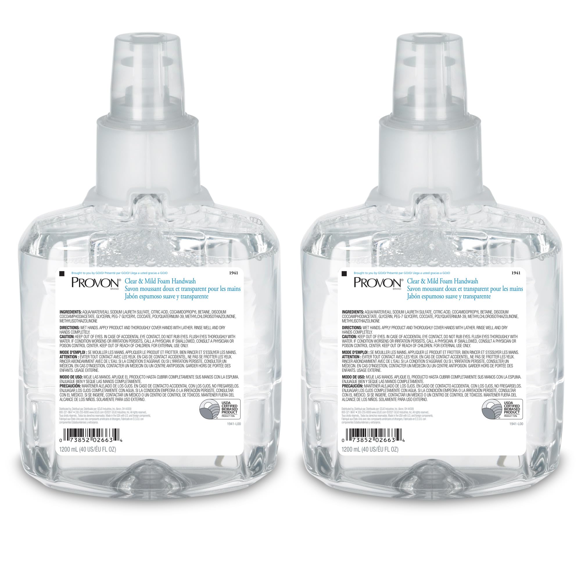 Recharge mousse Provon LTX-12 1200 ml, idéale pour les lieux à fort trafic.