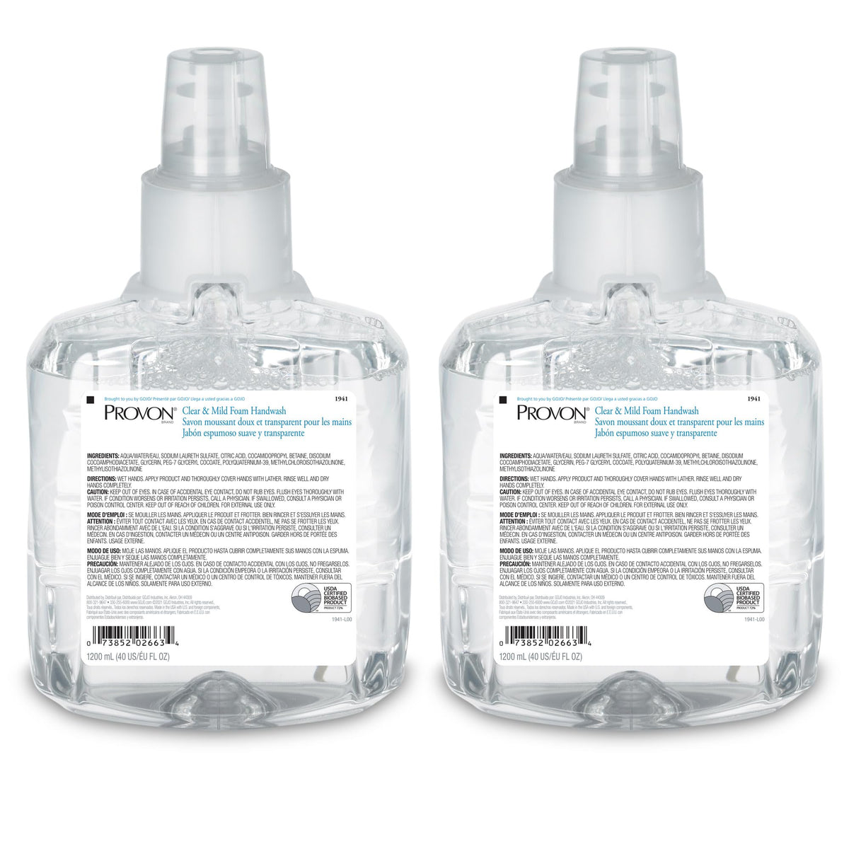 Recharge mousse Provon LTX-12 1200 ml, idéale pour les lieux à fort trafic.