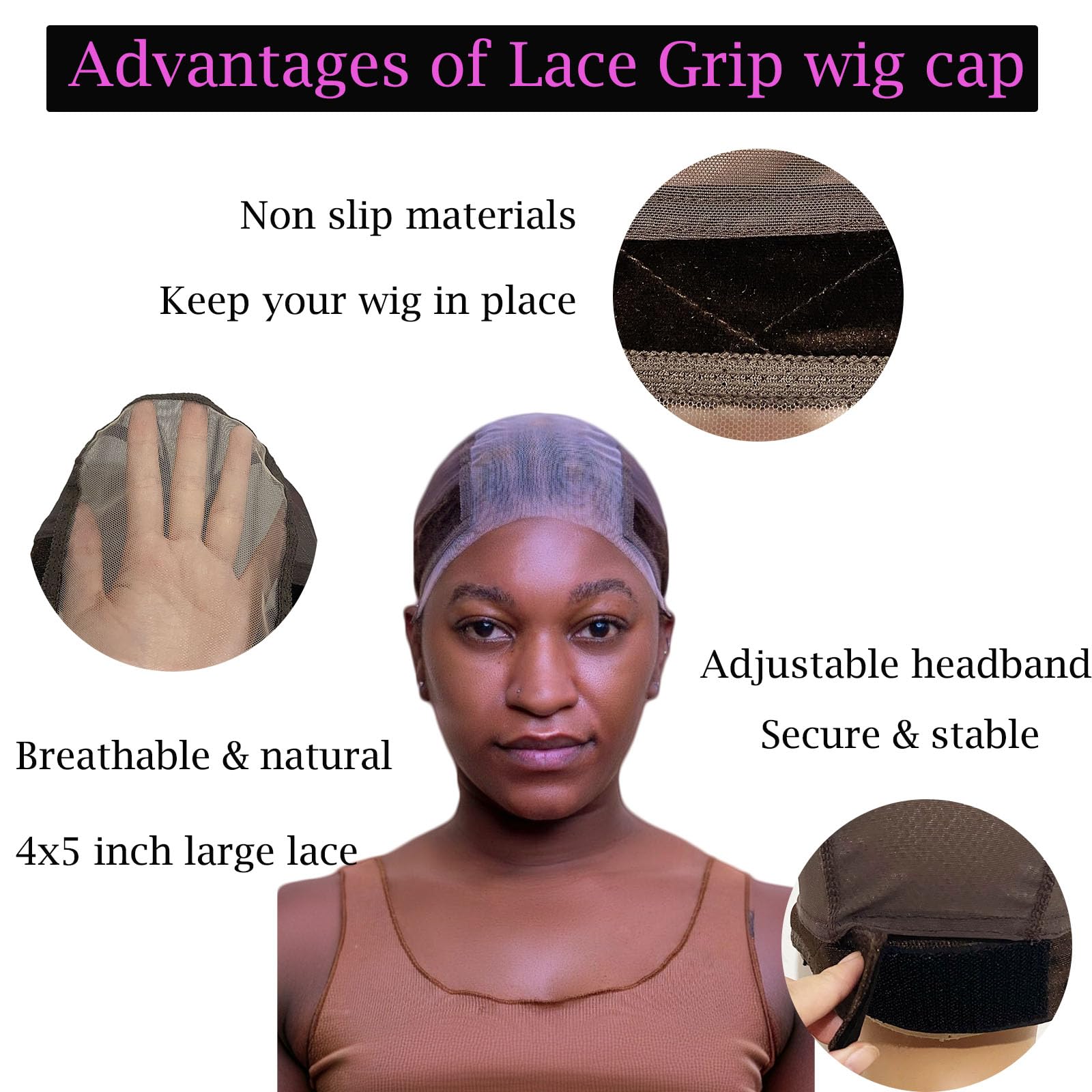 Cap grip Prudenp ajustable avec fermeture auto-agrippante, ajustement rapide et confort.