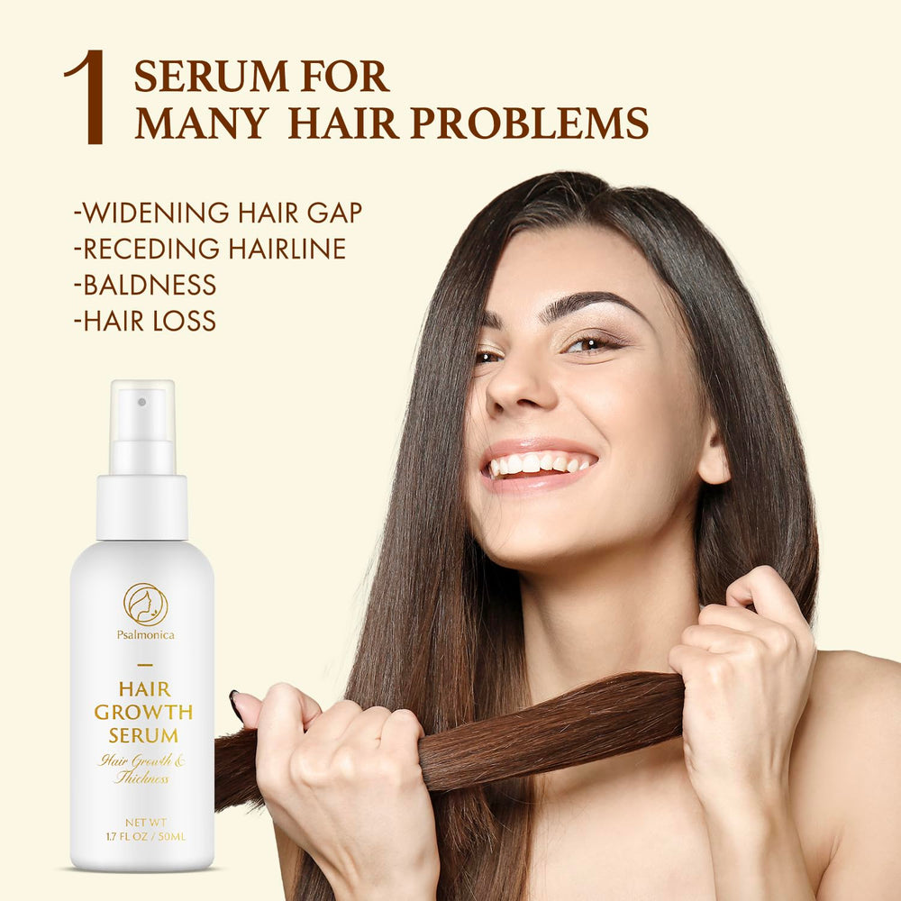 Psalmonica Hair Growth Serum spray mist applies evenly to scalp.