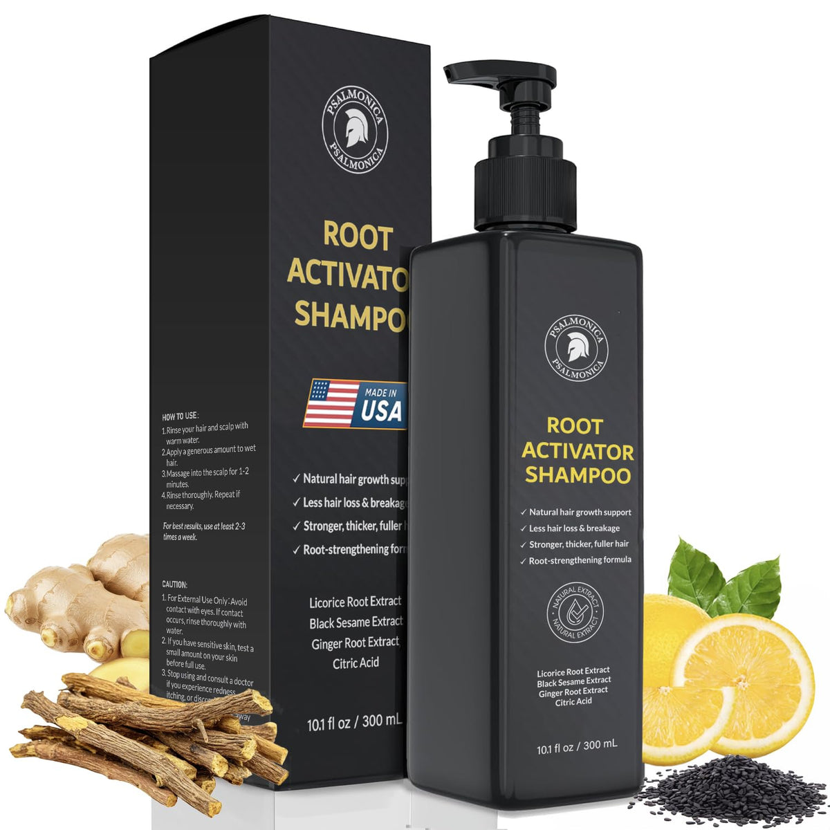 Psalmonica Shampoing Activateur Racines, amélioration potentielle de densité et soin cuir chevelu