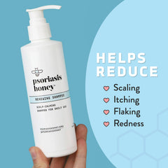 PSORIASIS HONEY Renewing Shampoo, ingrédients argan et aloe vera pour cheveux nourris.