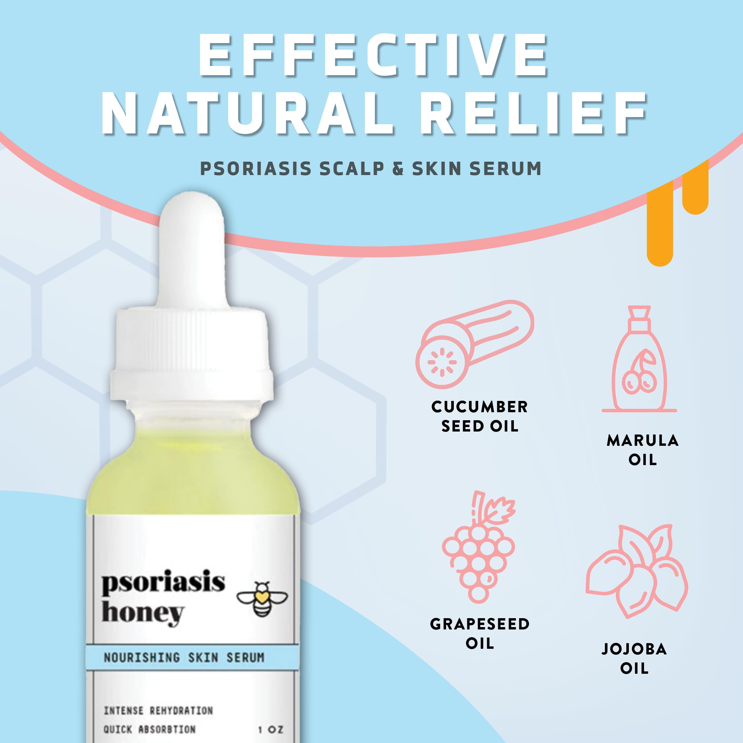 Sérum Psoriasis Honey pour peau nourrie et saine, hydratation durable.