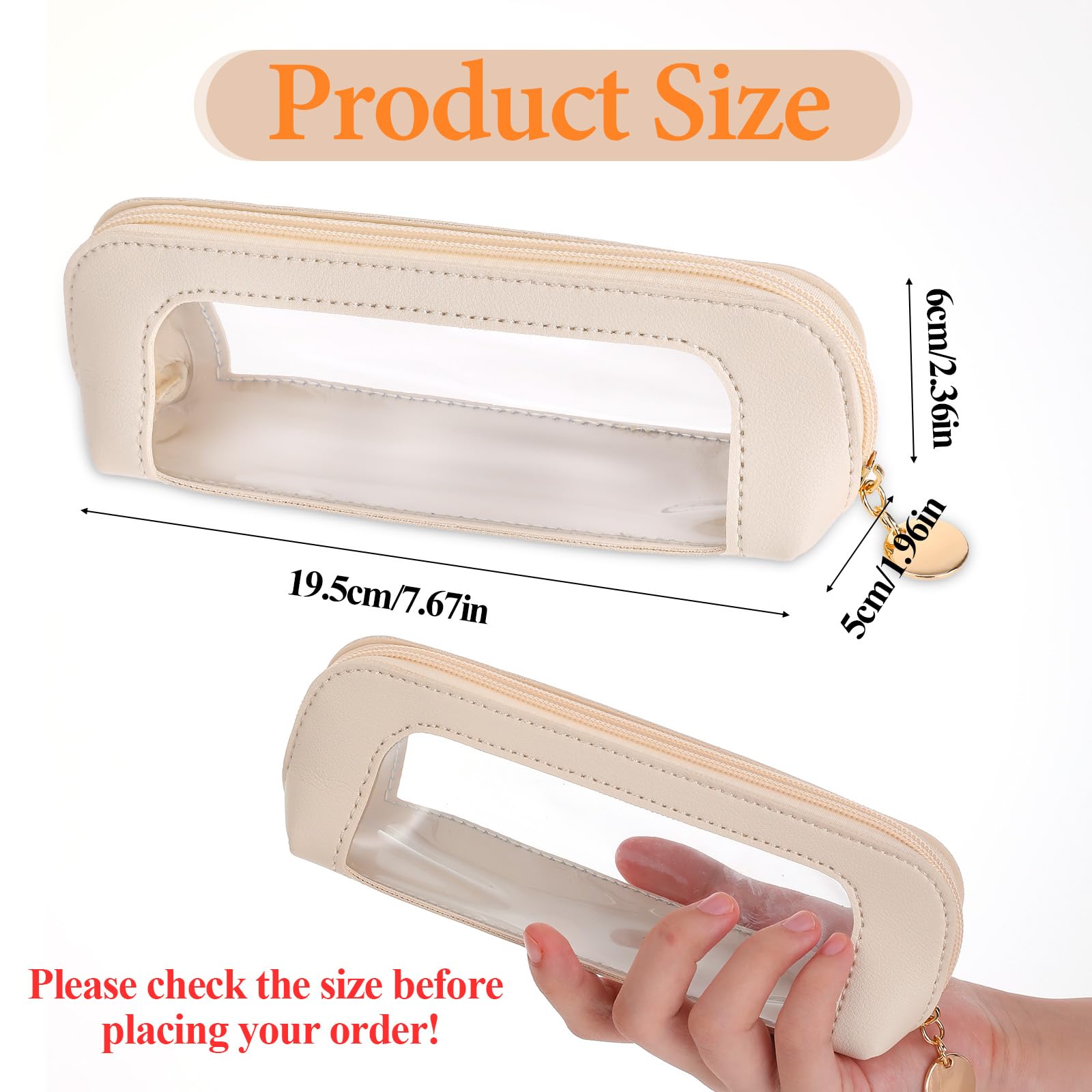 Psyqtsuary etui cosmetiques transparent zip beige utilisation pratique