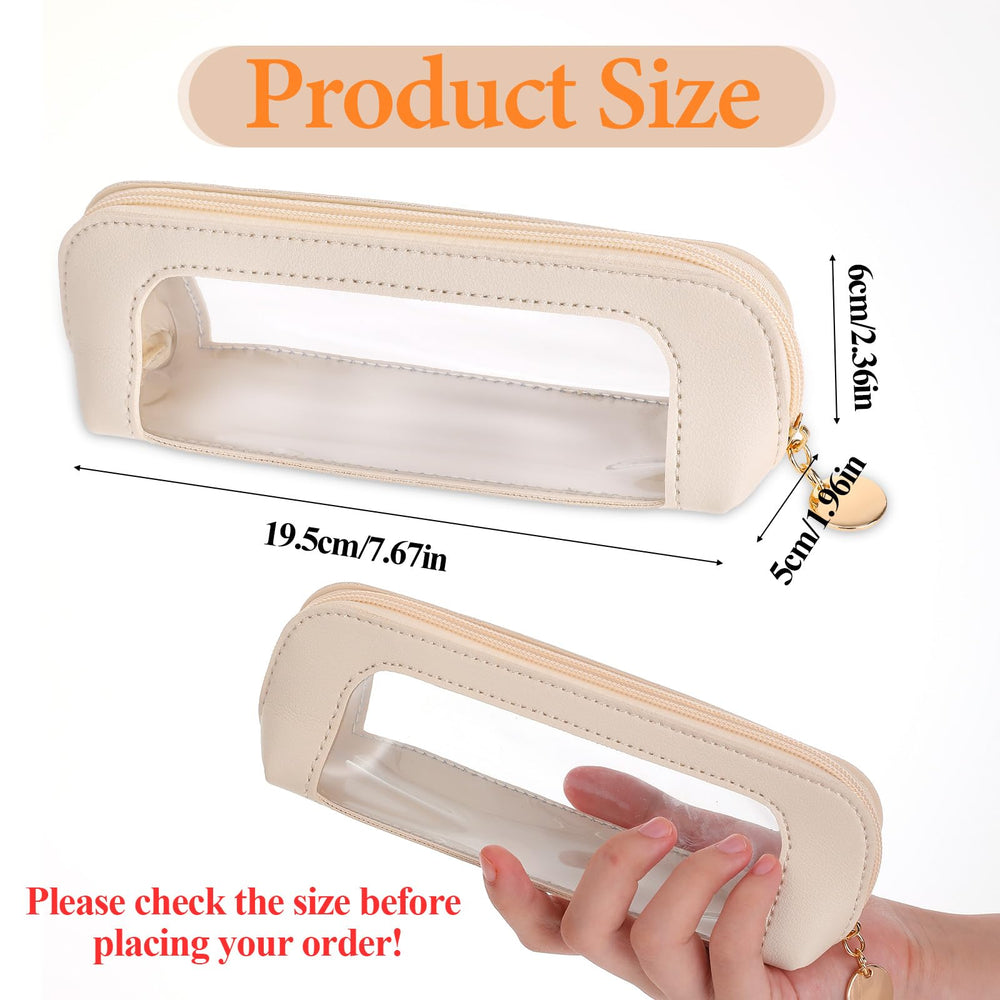 Psyqtsuary etui cosmetiques transparent zip beige utilisation pratique