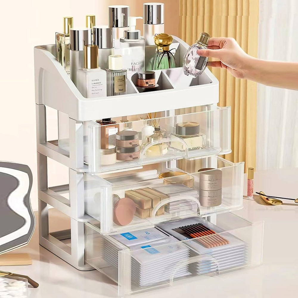 PTBSZCWY Organisateur maquillage 3 tiroirs, présentation soignée des produits de beauté.