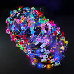 Couronne LED PTHTECHUS, diamètre 19 cm, réglable pour le confort lors d’événements.