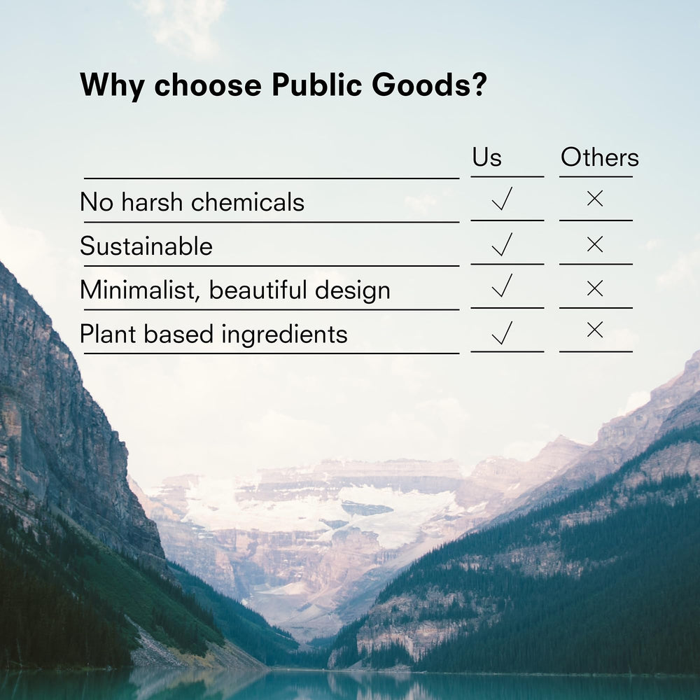 Public Goods Douche: soin respectueux de la peau sans sulfates ni parabènes.