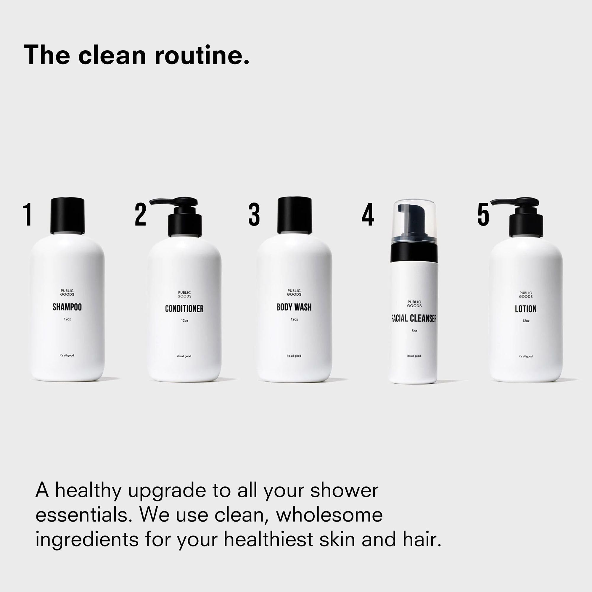 Public Goods Scène douche familiale — routine simple pour toute la famille