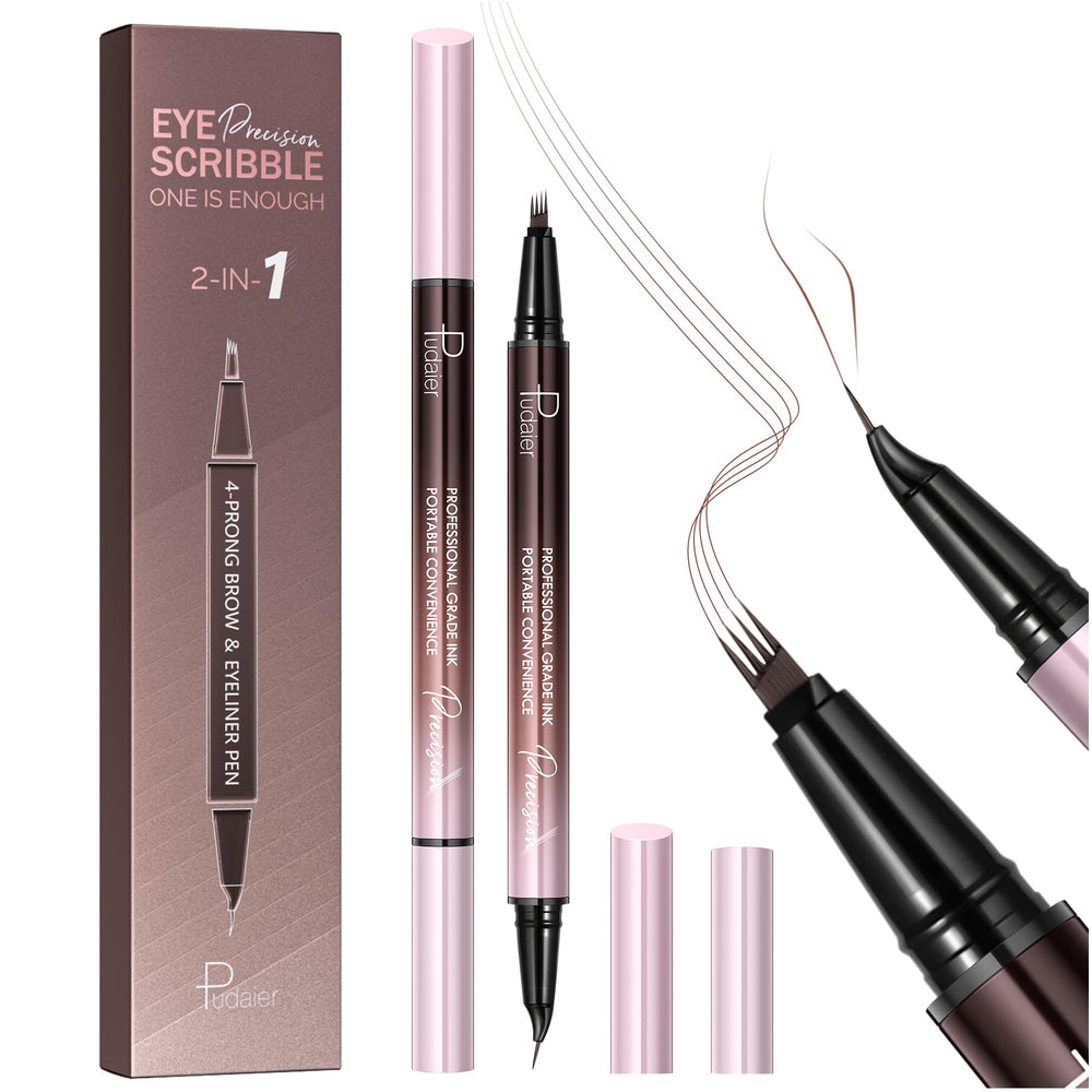 Stylo sourcils Pudaier quadri-fourche pour combler clairsemé avec naturel