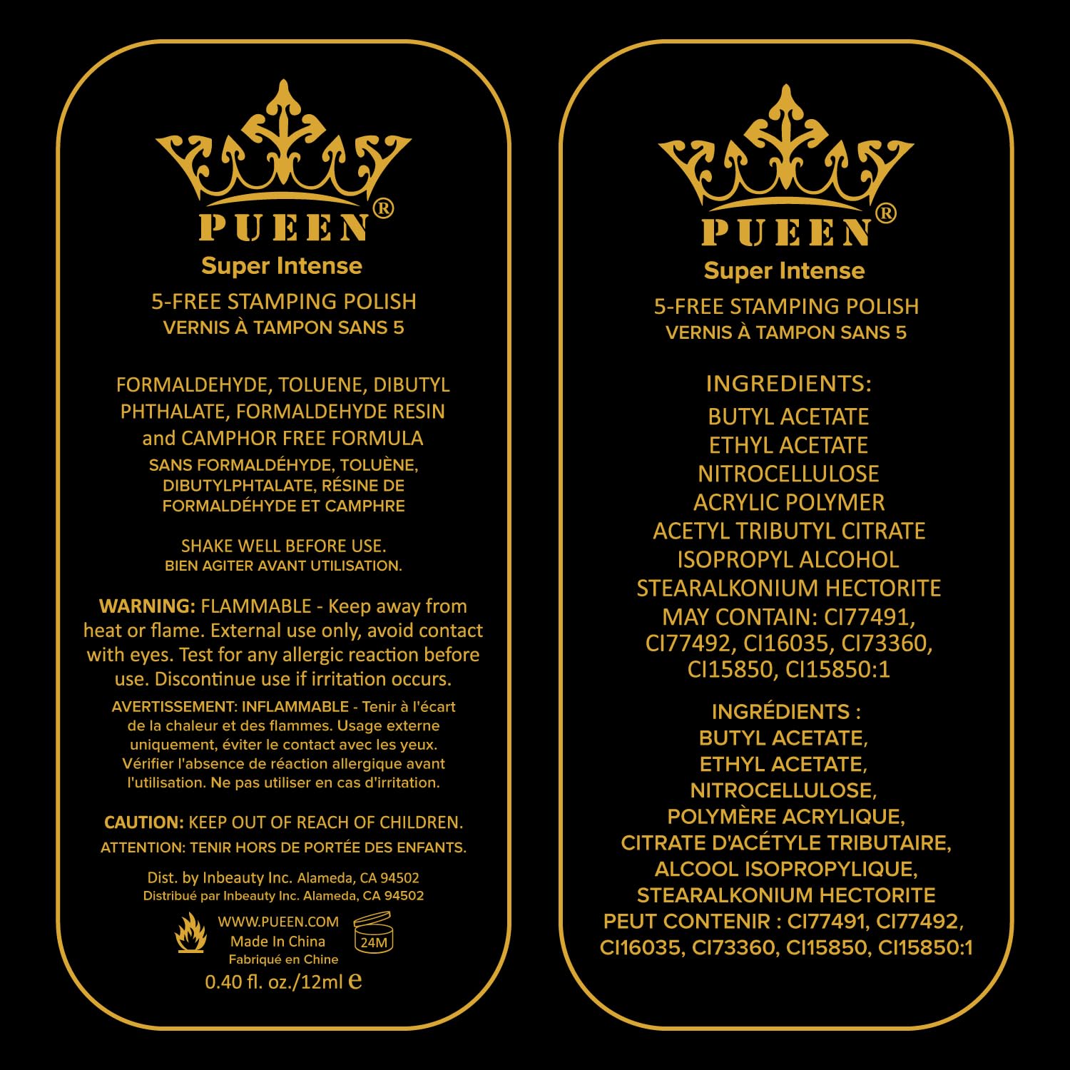 Vernis PUEEN Super Intense jaune vif pour stamping, motifs nets.
