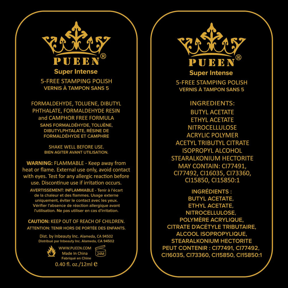 Vernis PUEEN Super Intense jaune vif pour stamping, motifs nets.