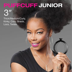 PuffCuff Junior utilisation en queue de cheval pour cheveux épais.