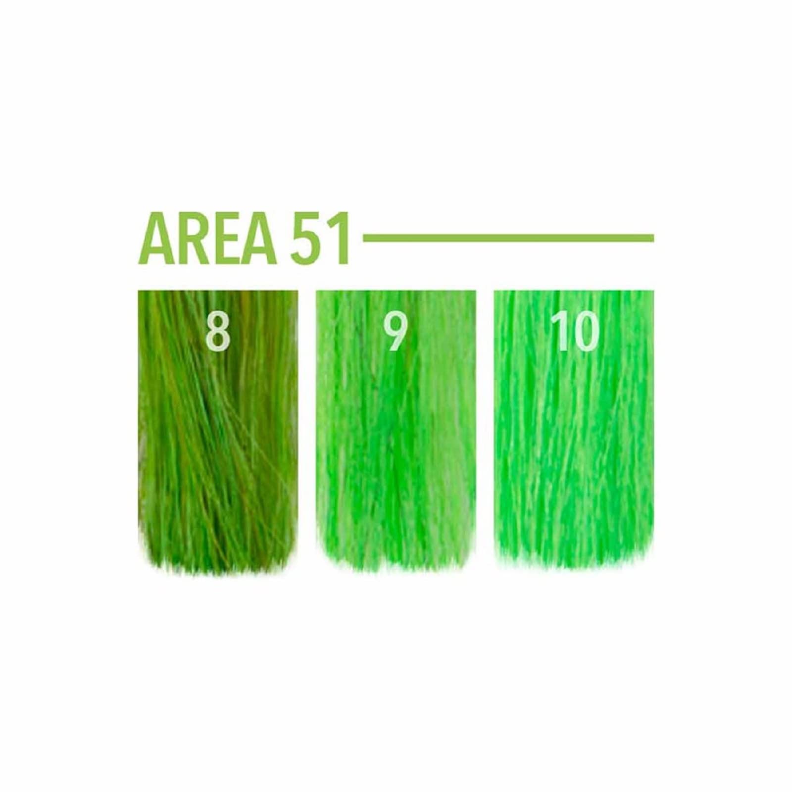 Pulp Riot Area 51 – échantillon couleur néon lumineux sur cheveux