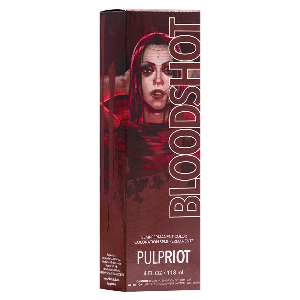 Pulp Riot Bloodshot: coloration semi-permanente en bouteille de 4 oz prête à l'emploi, couleur vibrante.