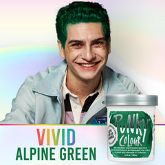 Punky Alpine Green : application sur cheveux pour une couleur vibrante et uniforme.