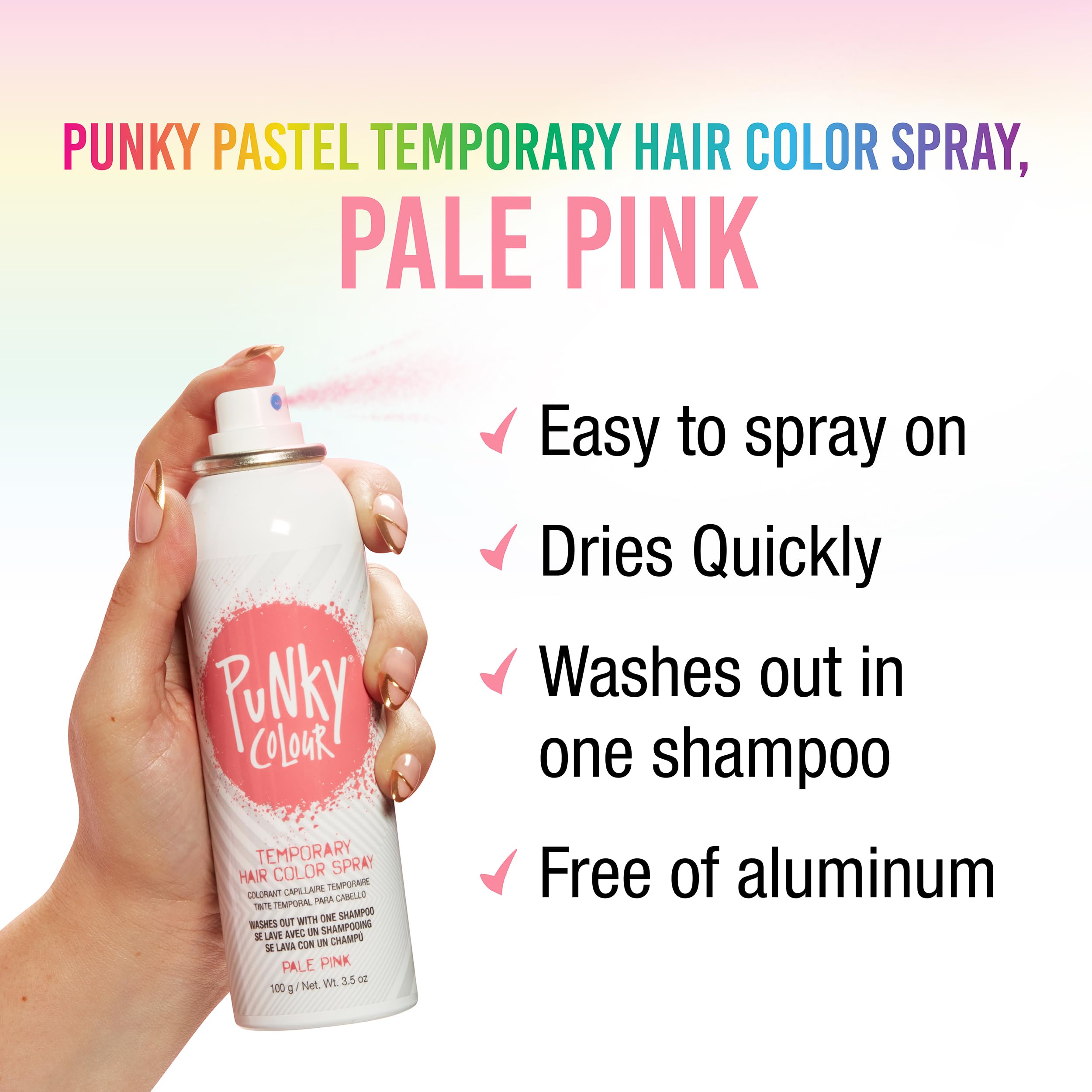 Punky couleur temporaire Rose pâle, application facile sur cheveux pour un effet pastel.