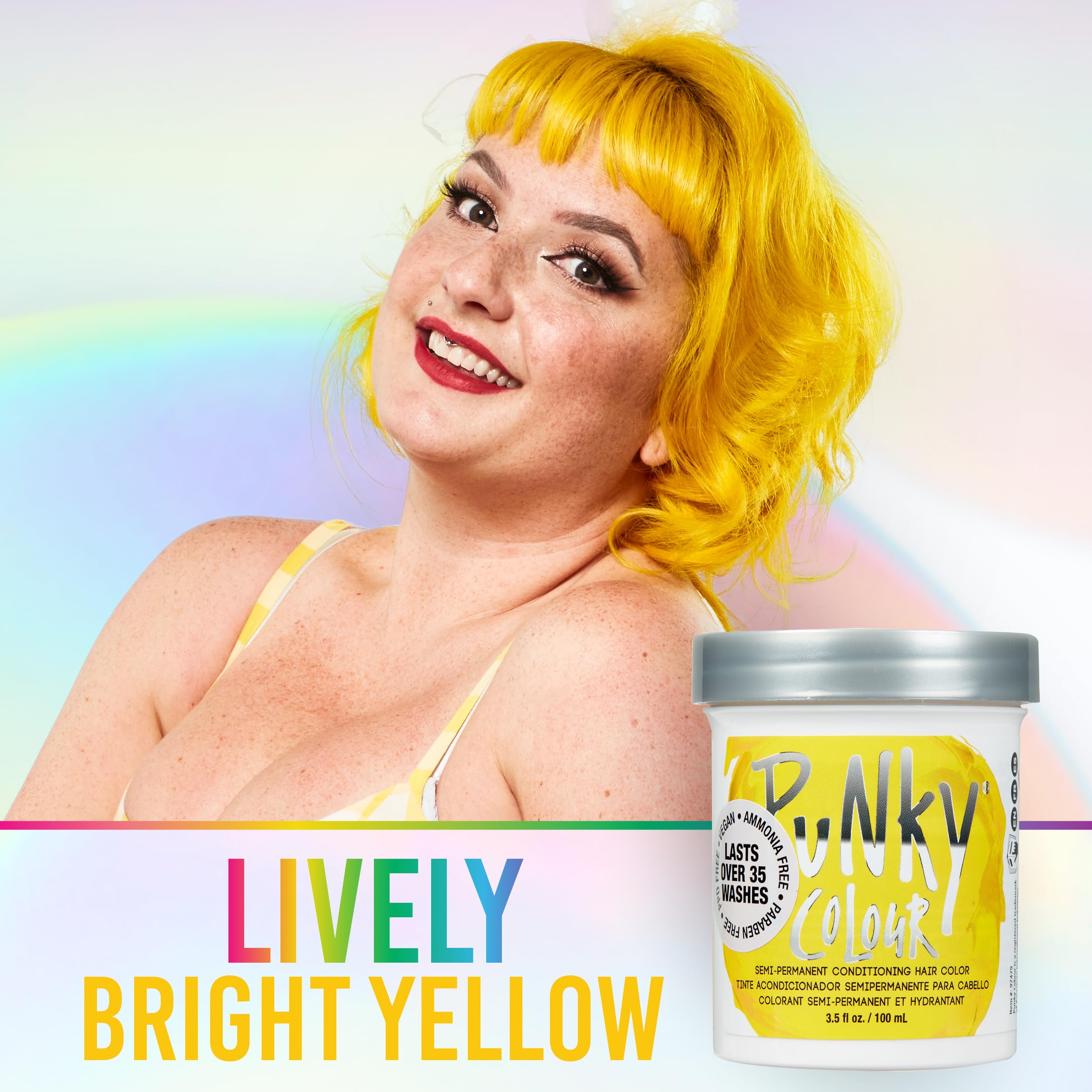 Punky Bright Yellow – exemple avant/après avec teinte vive et durable.