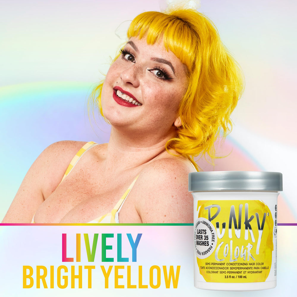 Punky Bright Yellow – exemple avant/après avec teinte vive et durable.