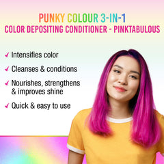 Punky Colour 3-en-1: après-shampoing colorant pour cheveux rose, nourrissant et soignant.