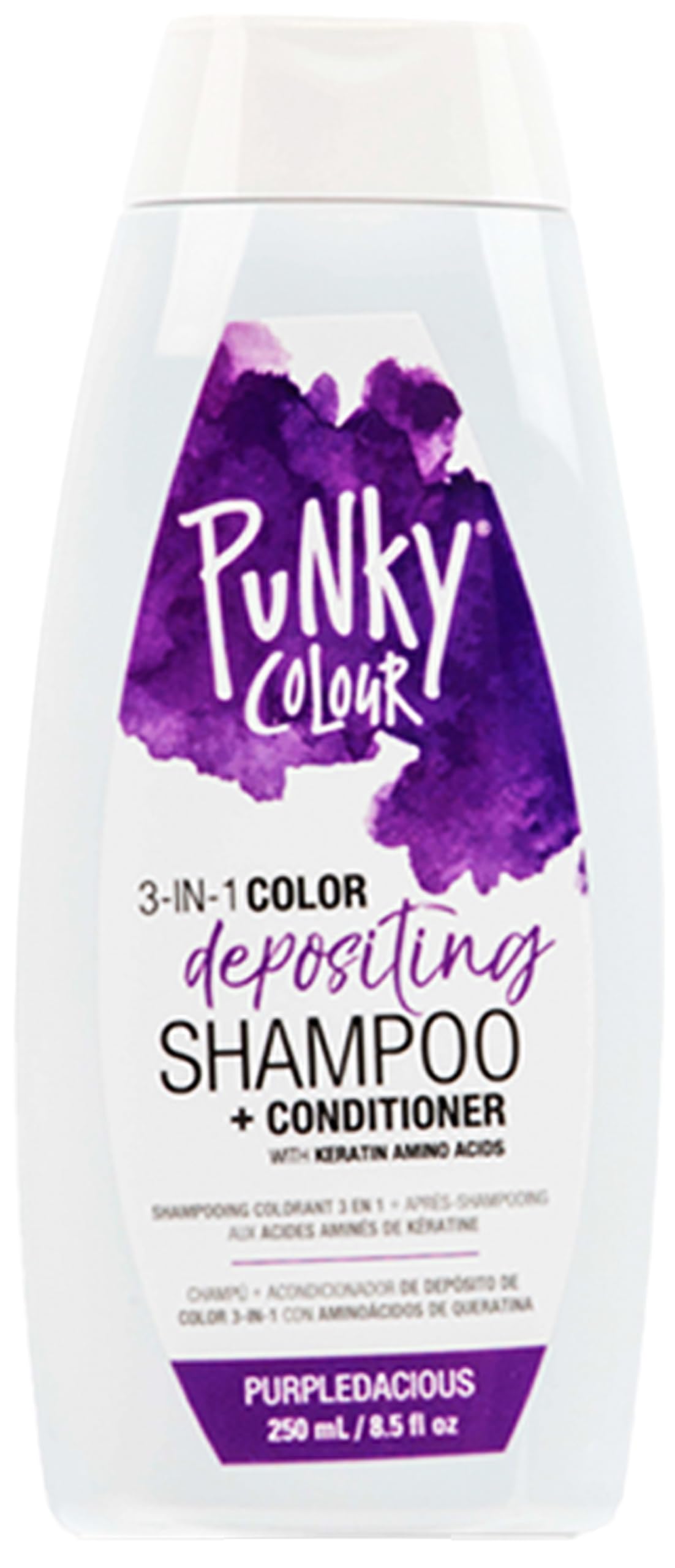 Bouteille Punky Colour Purpledacious prête à rafraîchir une teinte violette éclatante.