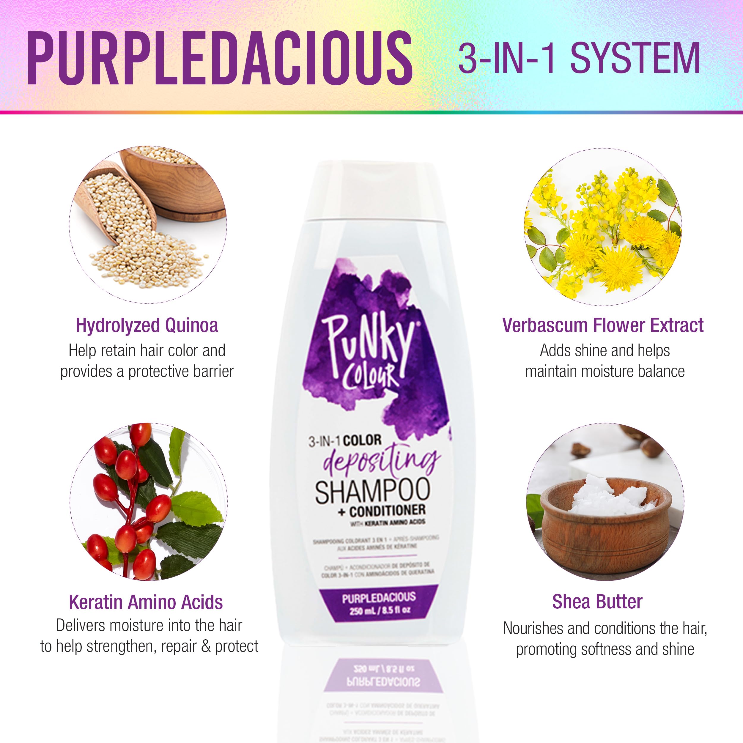Dépôt de pigments riches ravivant les tons violets avec Punky Purpledacious.
