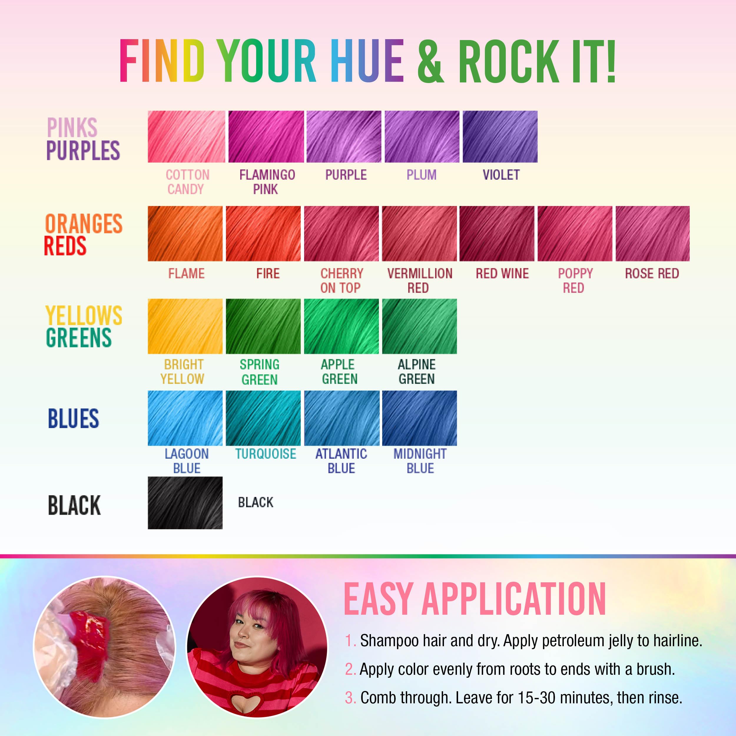 Résultat cheveux Punky Cotton Candy avec couleur pastel douce et durable.