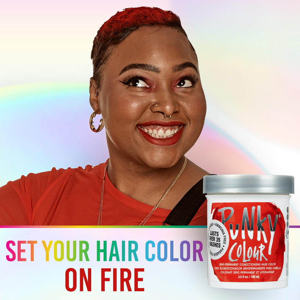 Punky Fire formule vegan et sans cruauté protège les cheveux pendant la coloration.