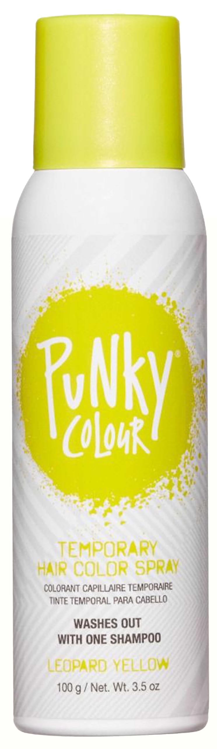 Punky spray couleur capillaire Léopard Jaune : flacon facile à utiliser pour couleur vive temporaire.
