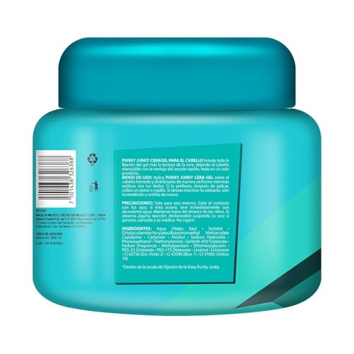 Punky Junky Cera Gel Fx Brillante, cheveux humides avec tenue contrôlée