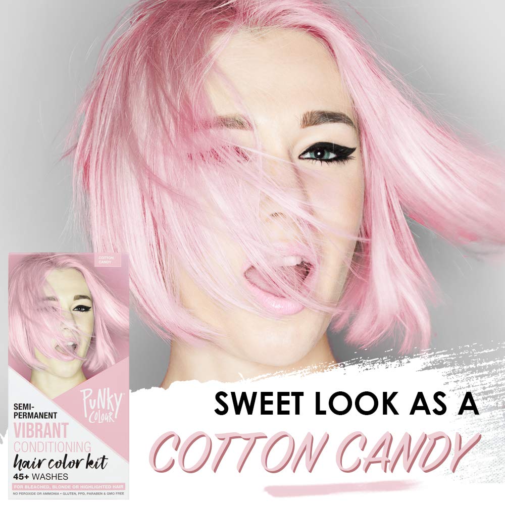 Punky kit coloration barbe-à-papa – application facile et tenue jusqu’à 35 lavages.