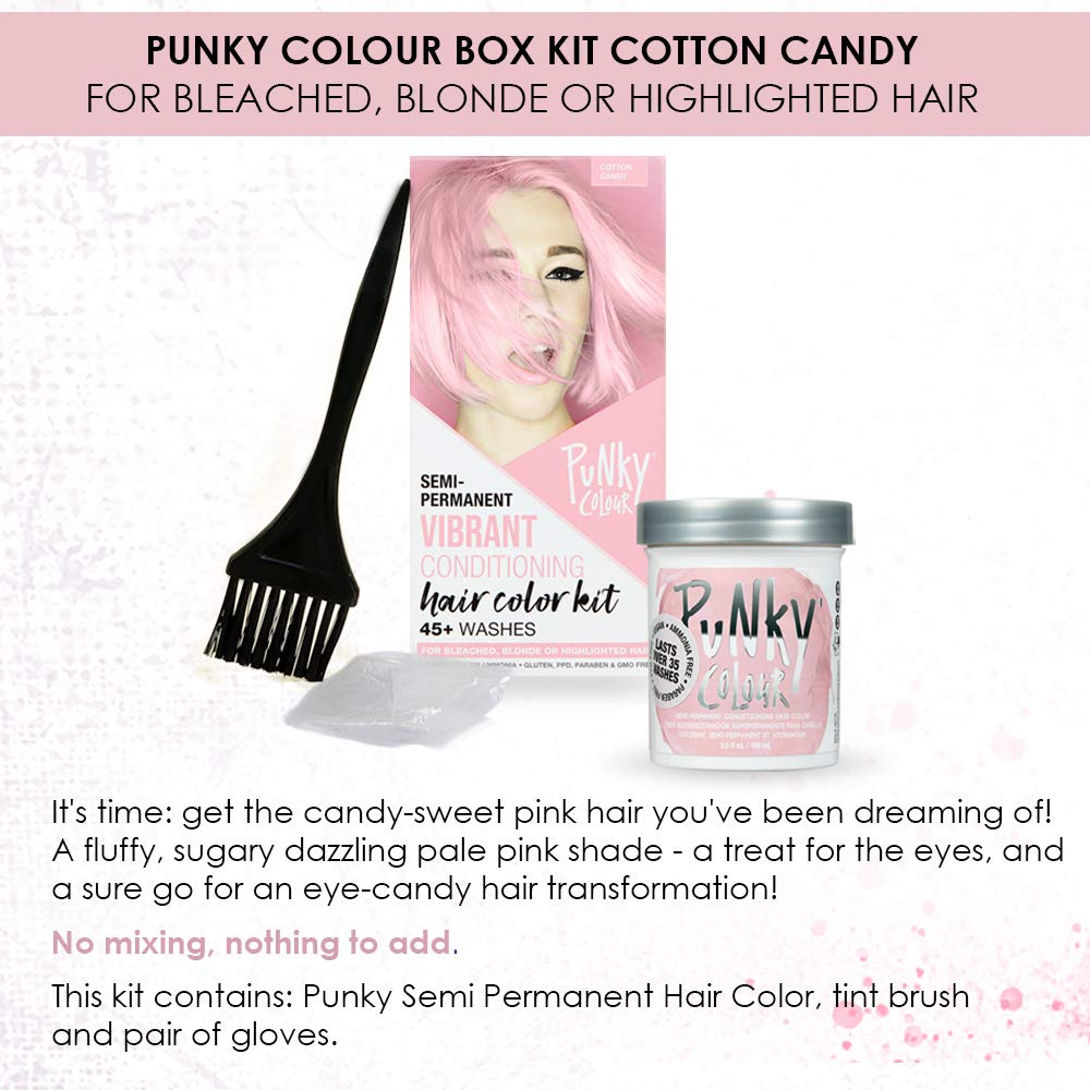 Punky kit coloration barbe-à-papa – soin hydratant au quinoa pour cheveux doux.