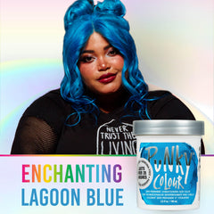 Punky Lagoon Blue – cheveux après teinture, couleur bleue vibrante et résultat soyeux