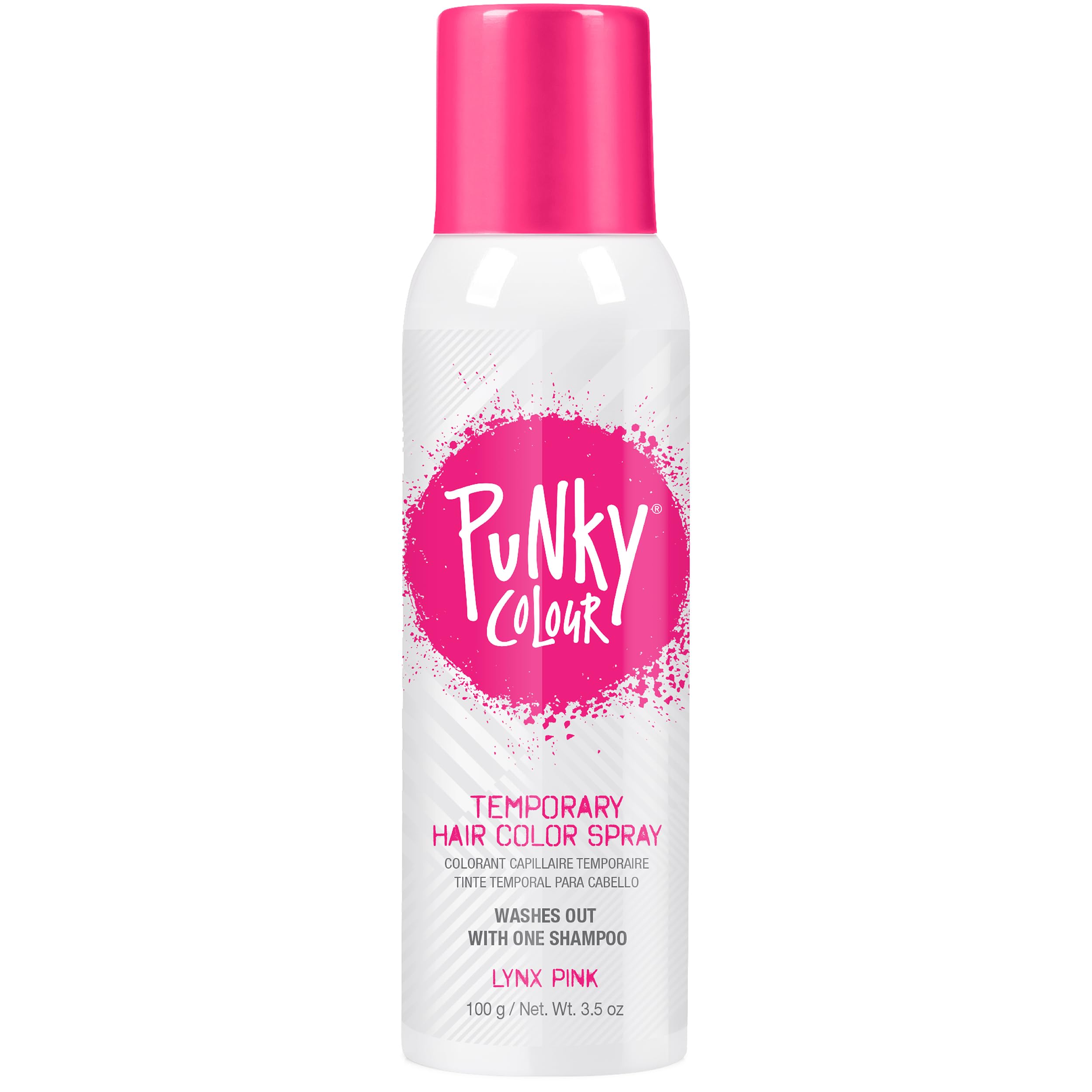 Punky Lynx Pink – spray sur cheveux, couleur temporaire vive et rapide à appliquer.