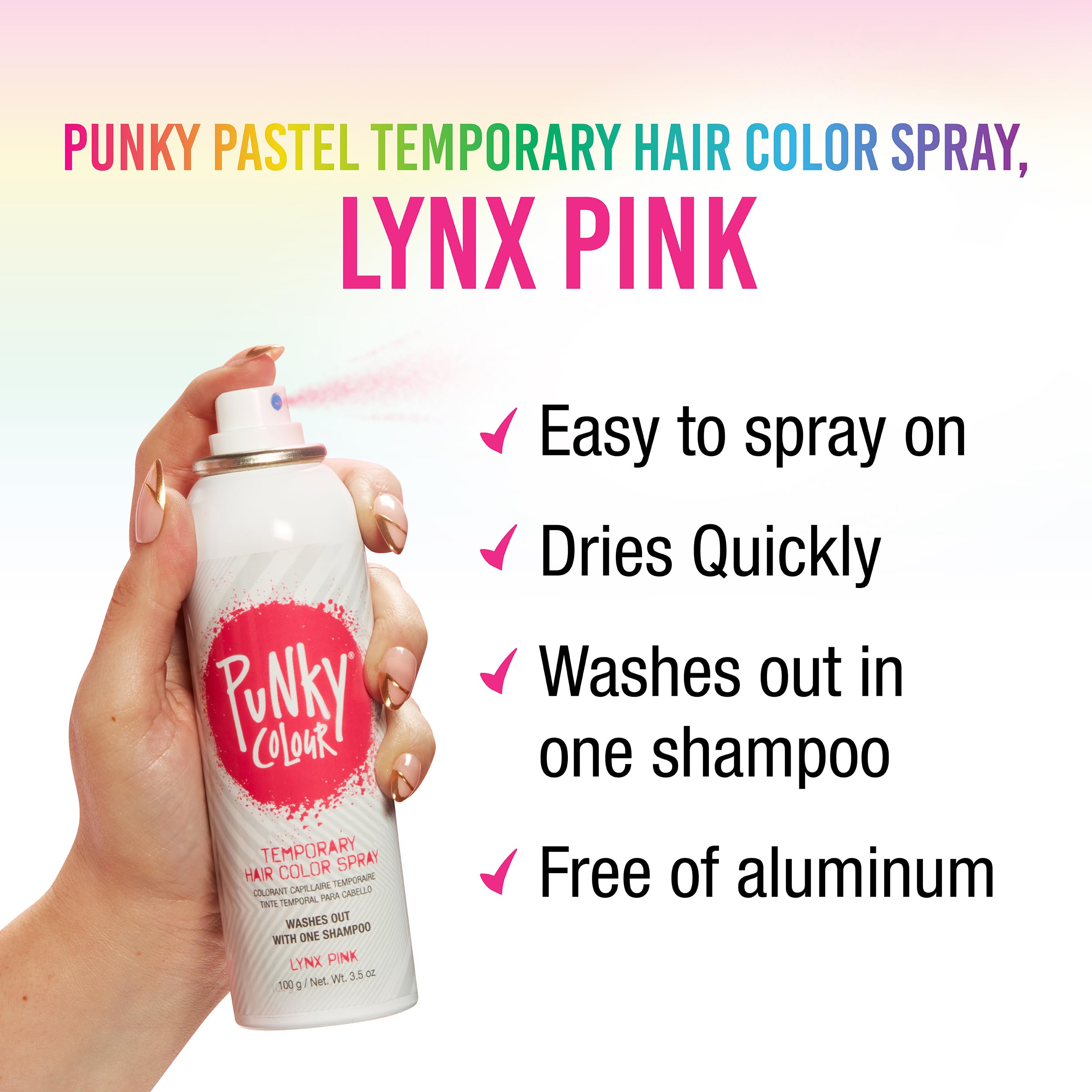 Punky Lynx Pink – application sur cheveux, couleur éphémère qui se rince facilement.