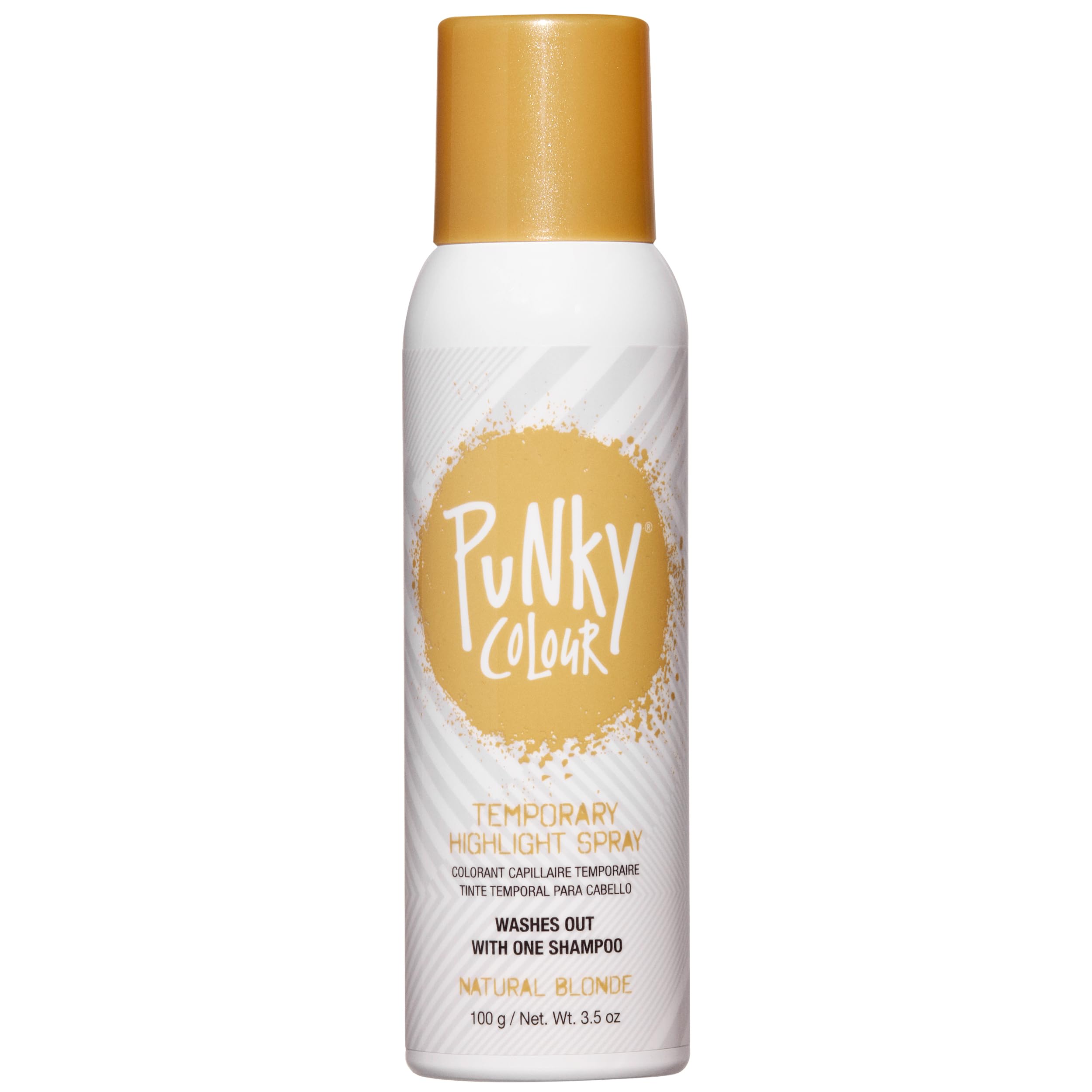 Punky Spray colorant cheveux blond naturel, application rapide sans décoloration.