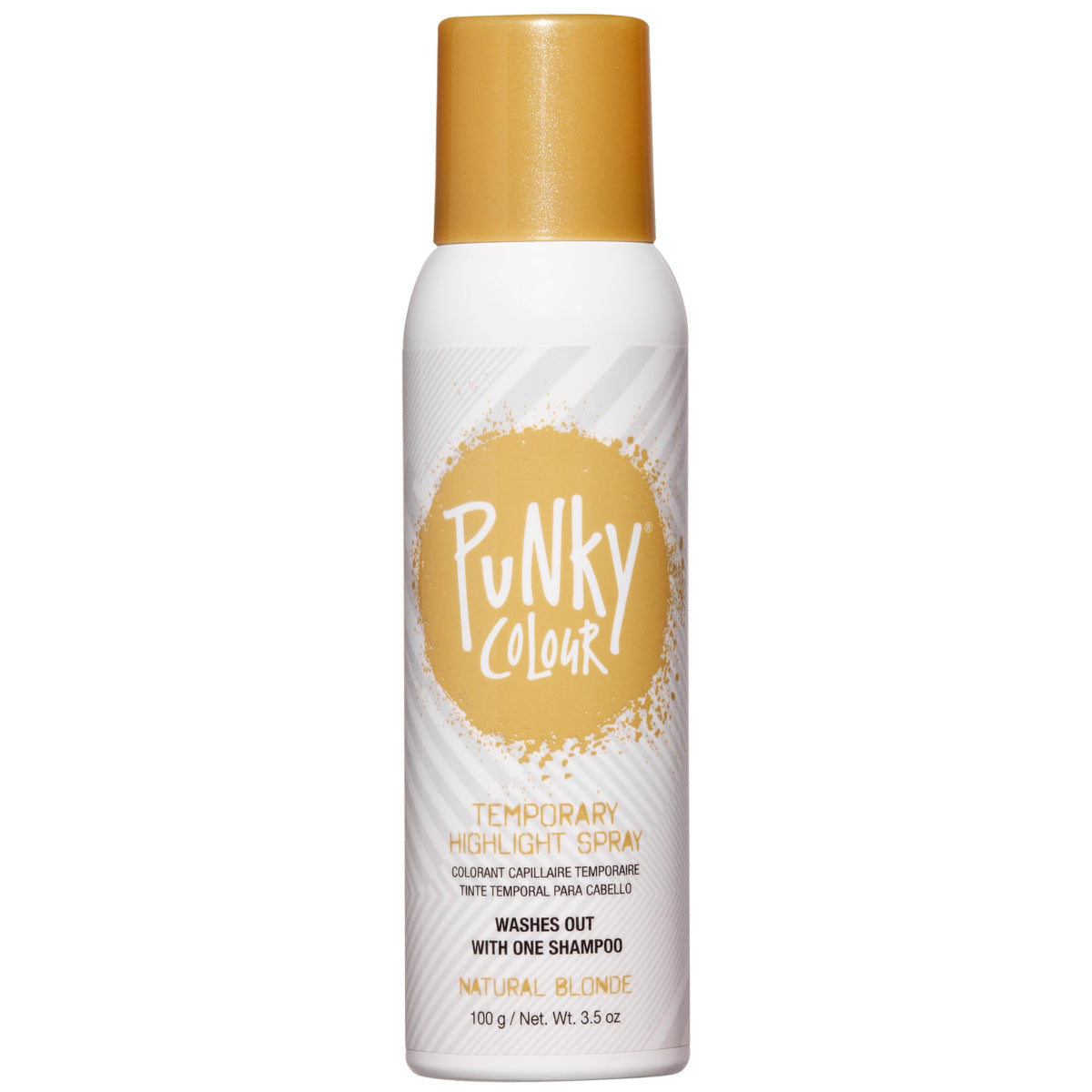 Punky Spray colorant cheveux blond naturel, application rapide sans décoloration.