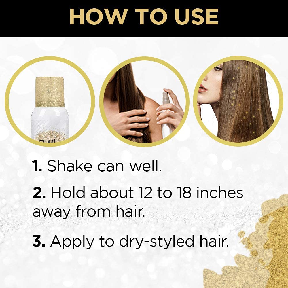 Punky spray paillettes dorées idéal pour fêtes et soirées.