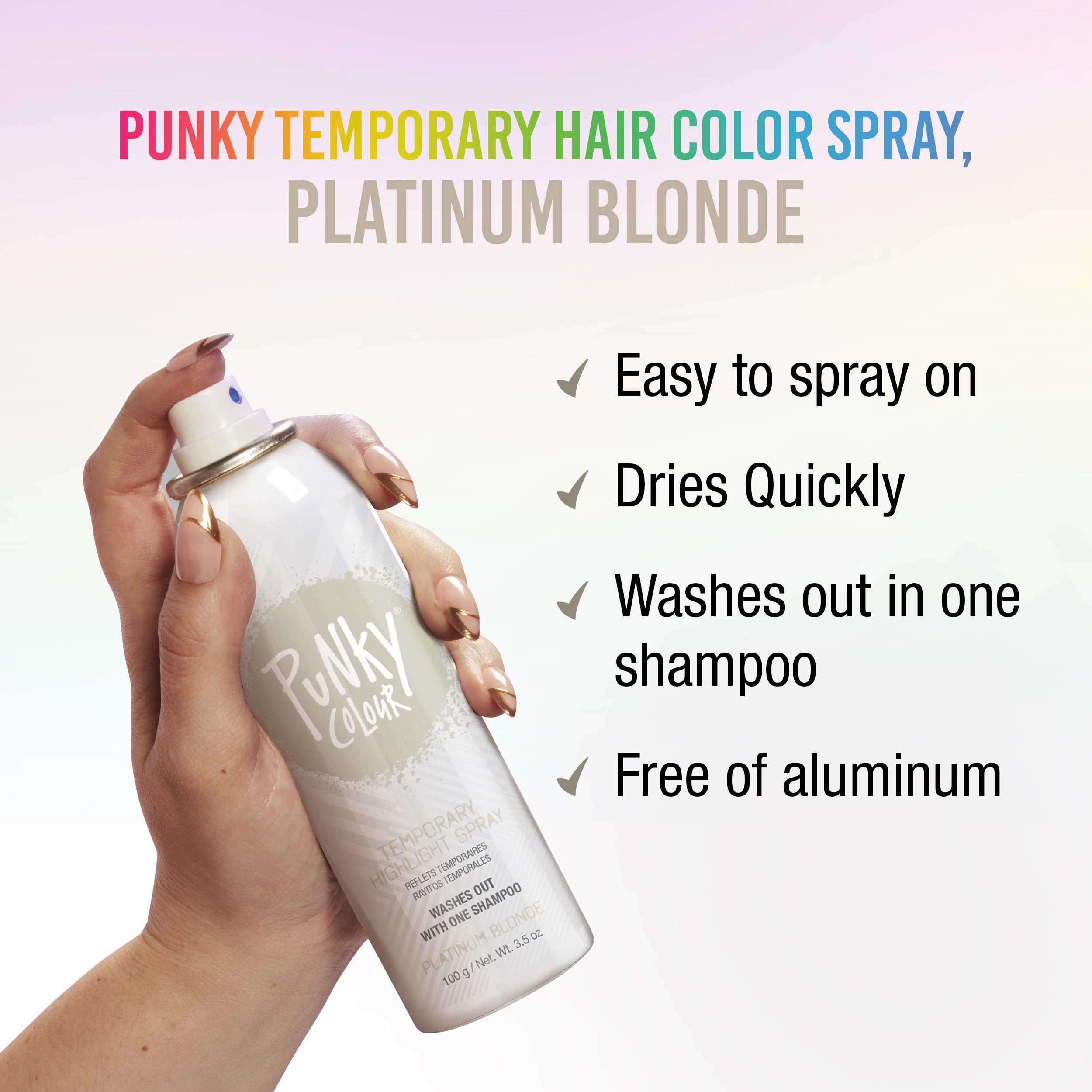 Punky Spray Reflets Blond Platine – application rapide et séchage instantané