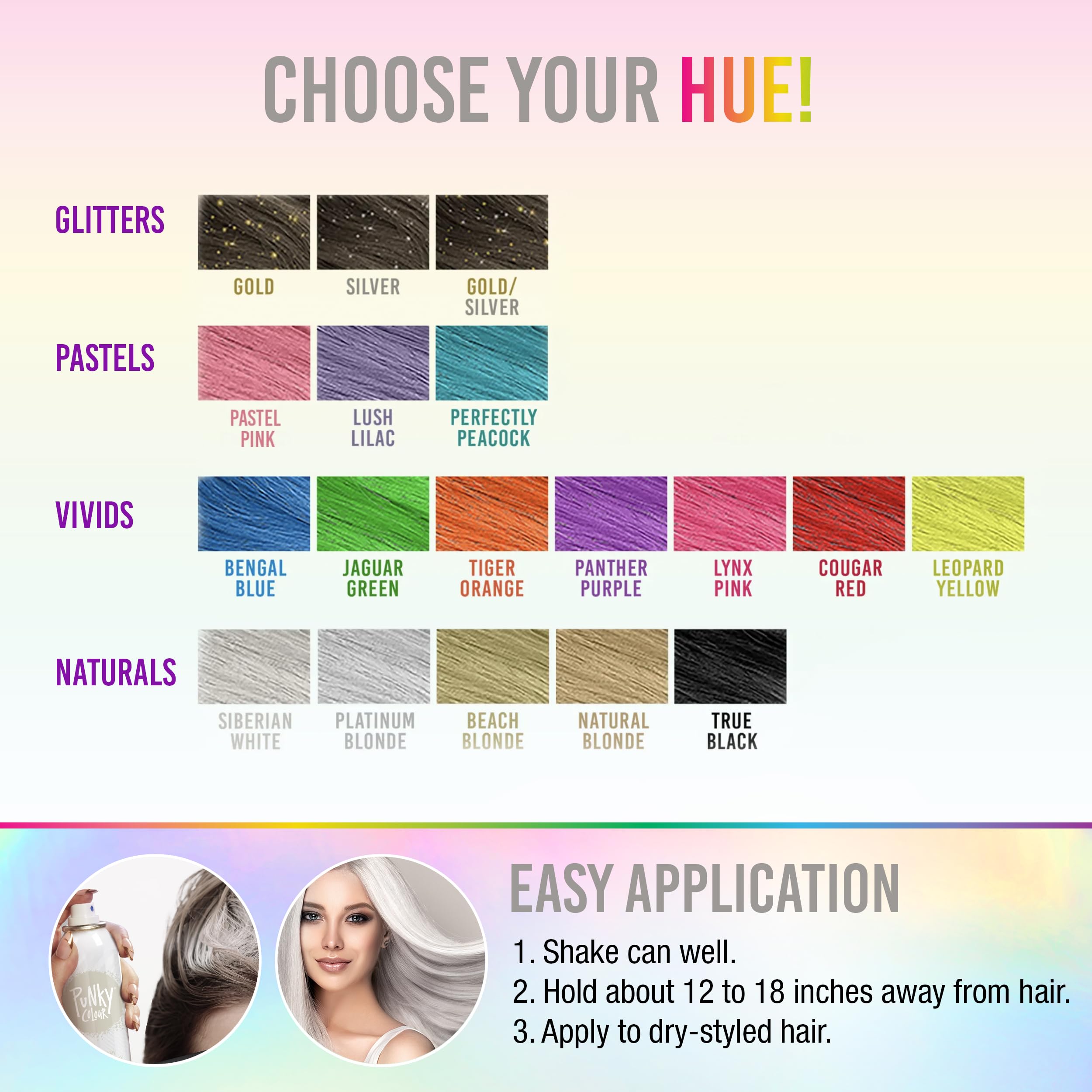 Punky Spray Reflets Blond Platine – rendu temporaire et lavable après chaque lavage