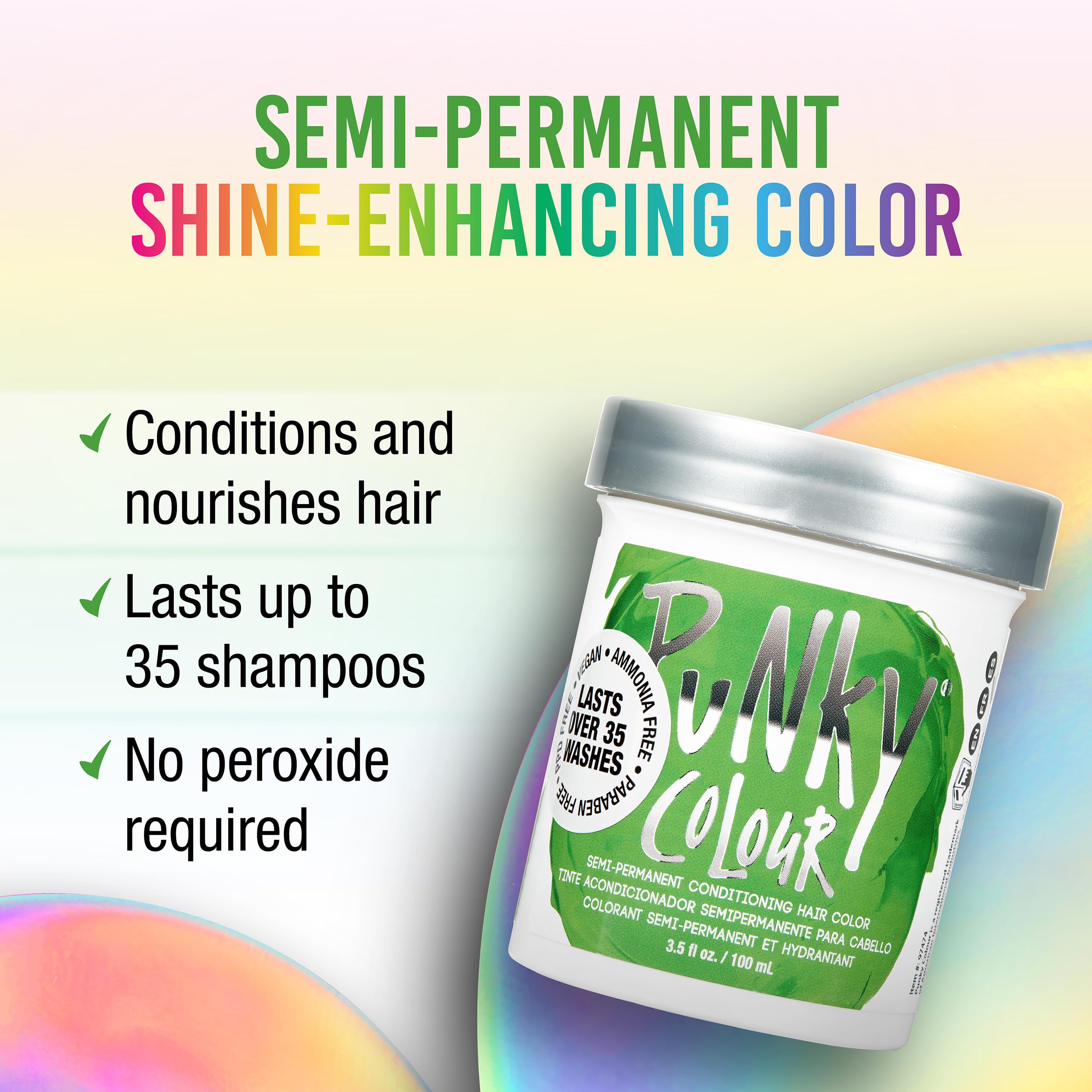 Punky Spring Green: applicateur et pinceau facilitant l'application homogène à domicile.