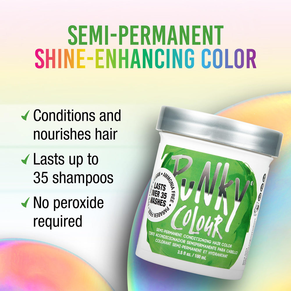 Punky Spring Green: applicateur et pinceau facilitant l'application homogène à domicile.