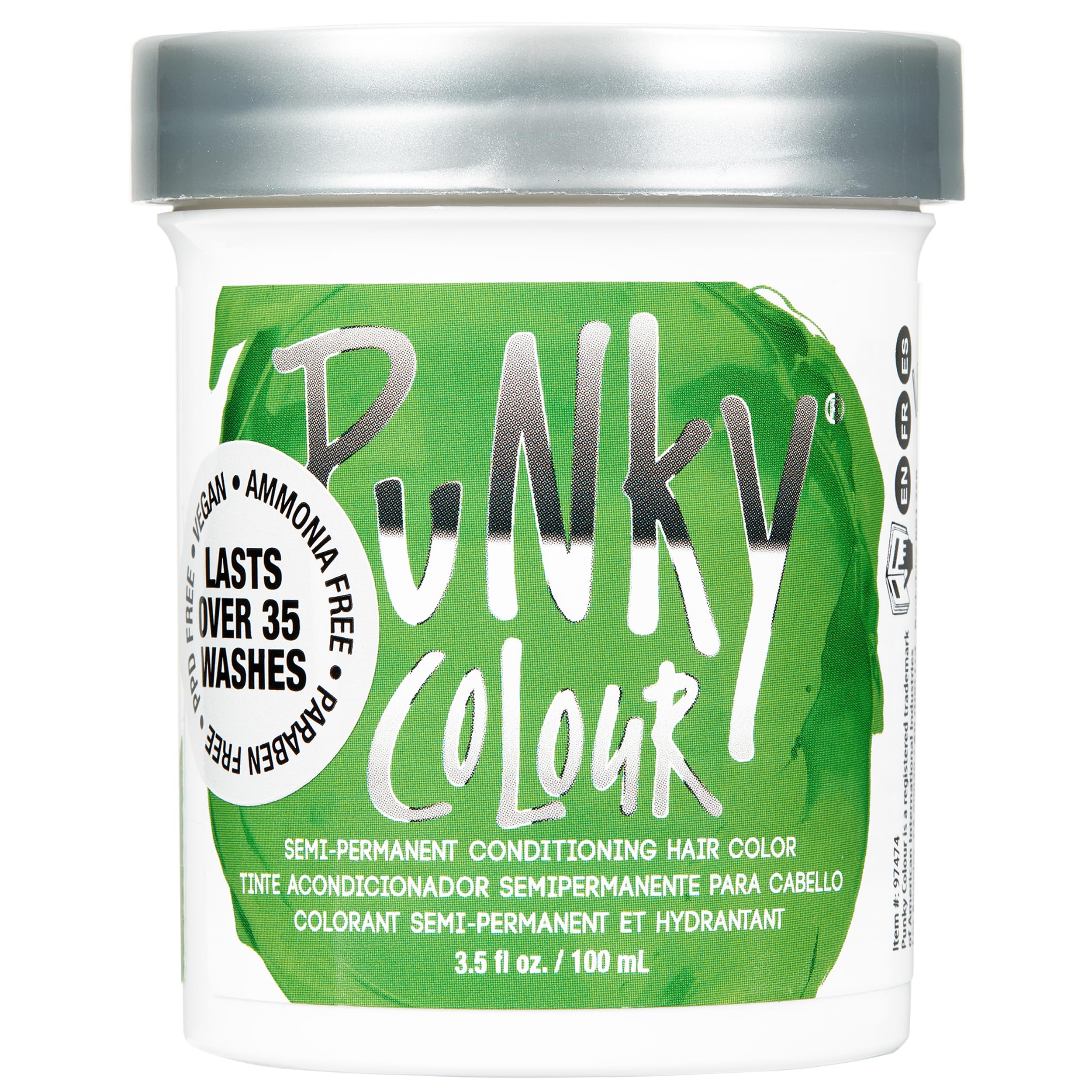 Punky Spring Green: bouteille de coloration semi-permanente prête à l'emploi pour teinte vibrante.