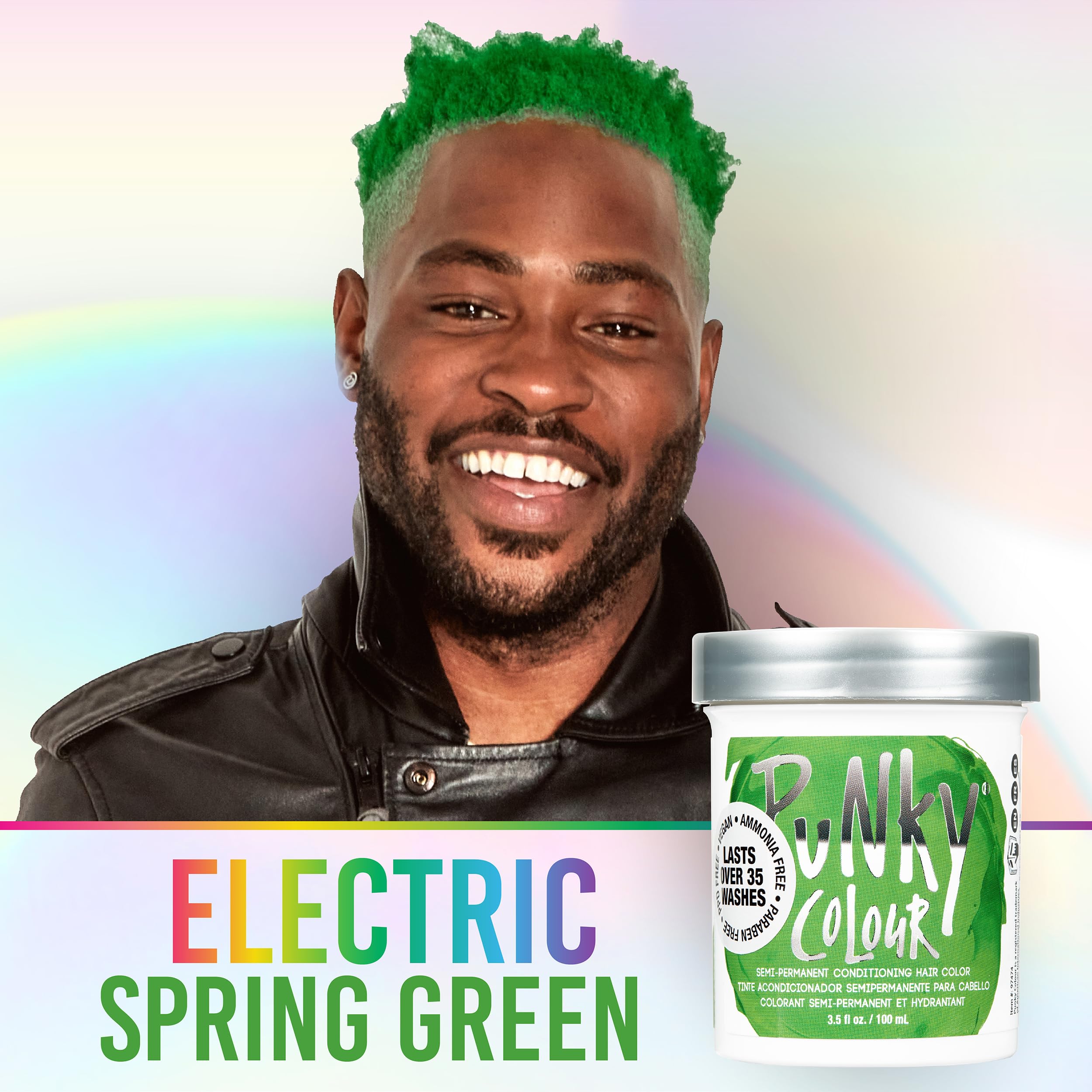 Punky Spring Green: crème colorante nourrissante offrant couleur durable sans peroxyde.