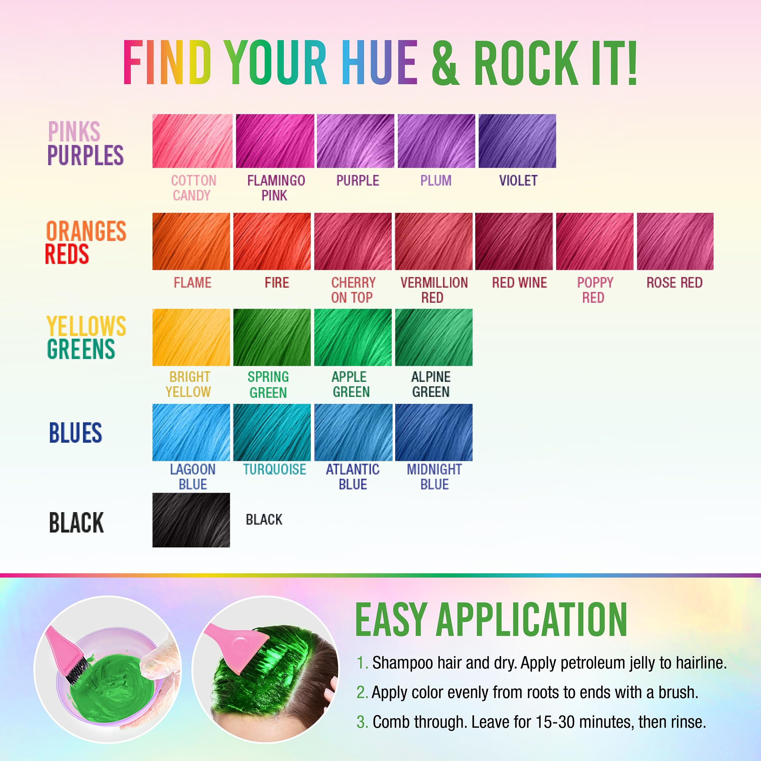 Punky Spring Green: couleur vibrante qui tient jusqu'à 35 lavages avec soin sans peroxyde.