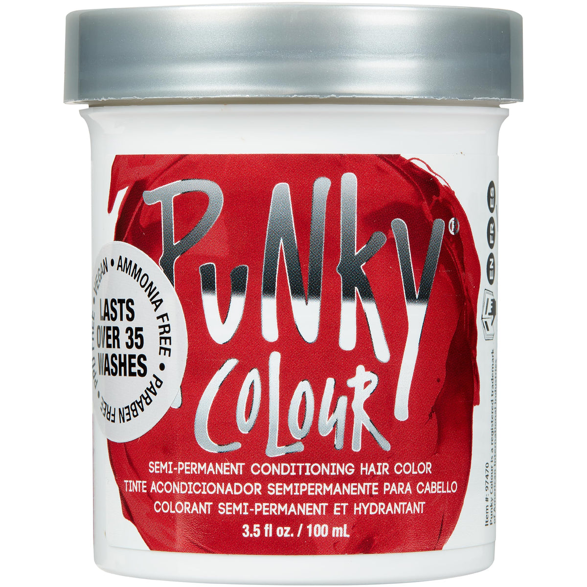 Punky Vermillon Rouge – application sur cheveux, couleur vive et prête à l’emploi.