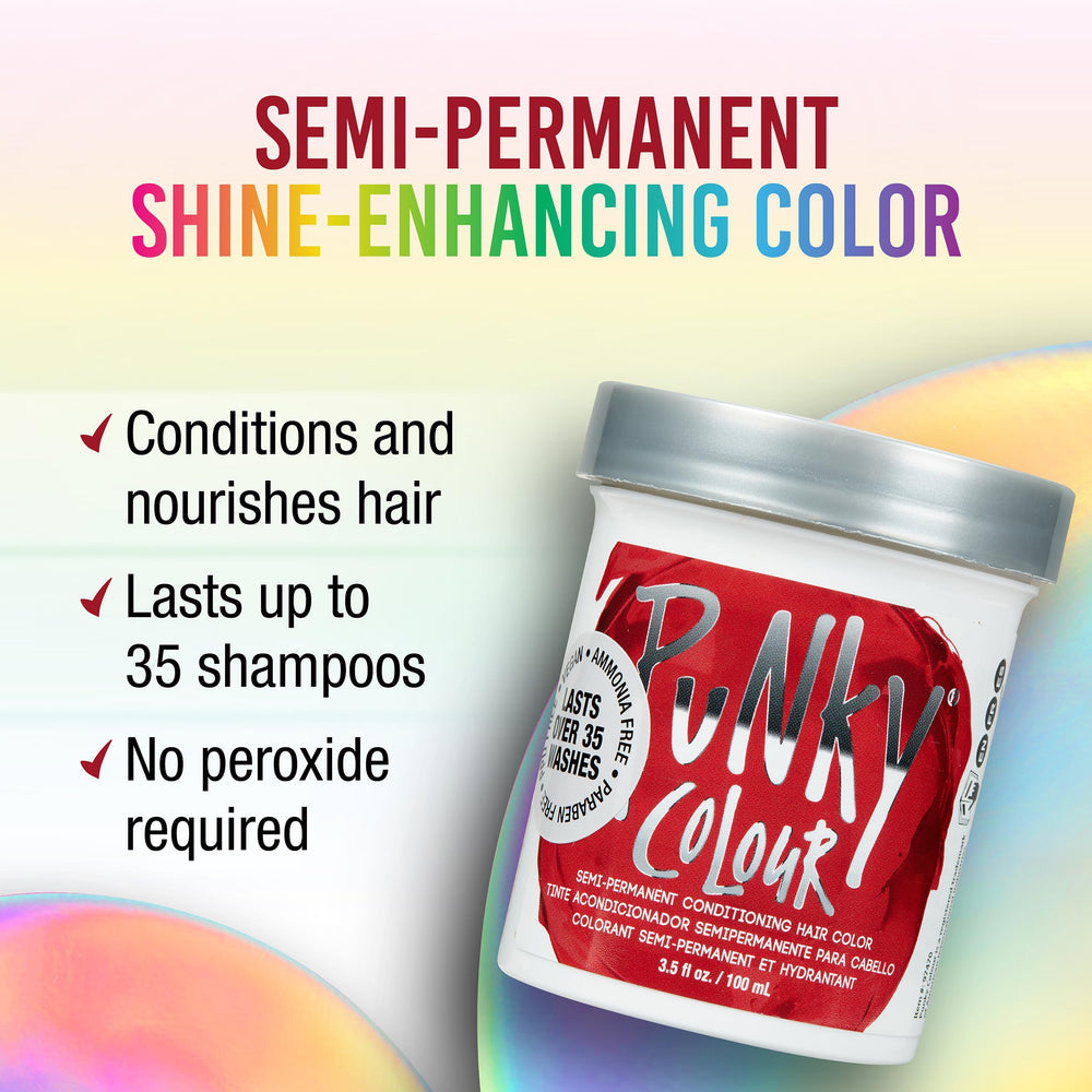 Punky Vermillon Rouge – coloration semi-permanente pour résultats éclatants et cheveux nourris.