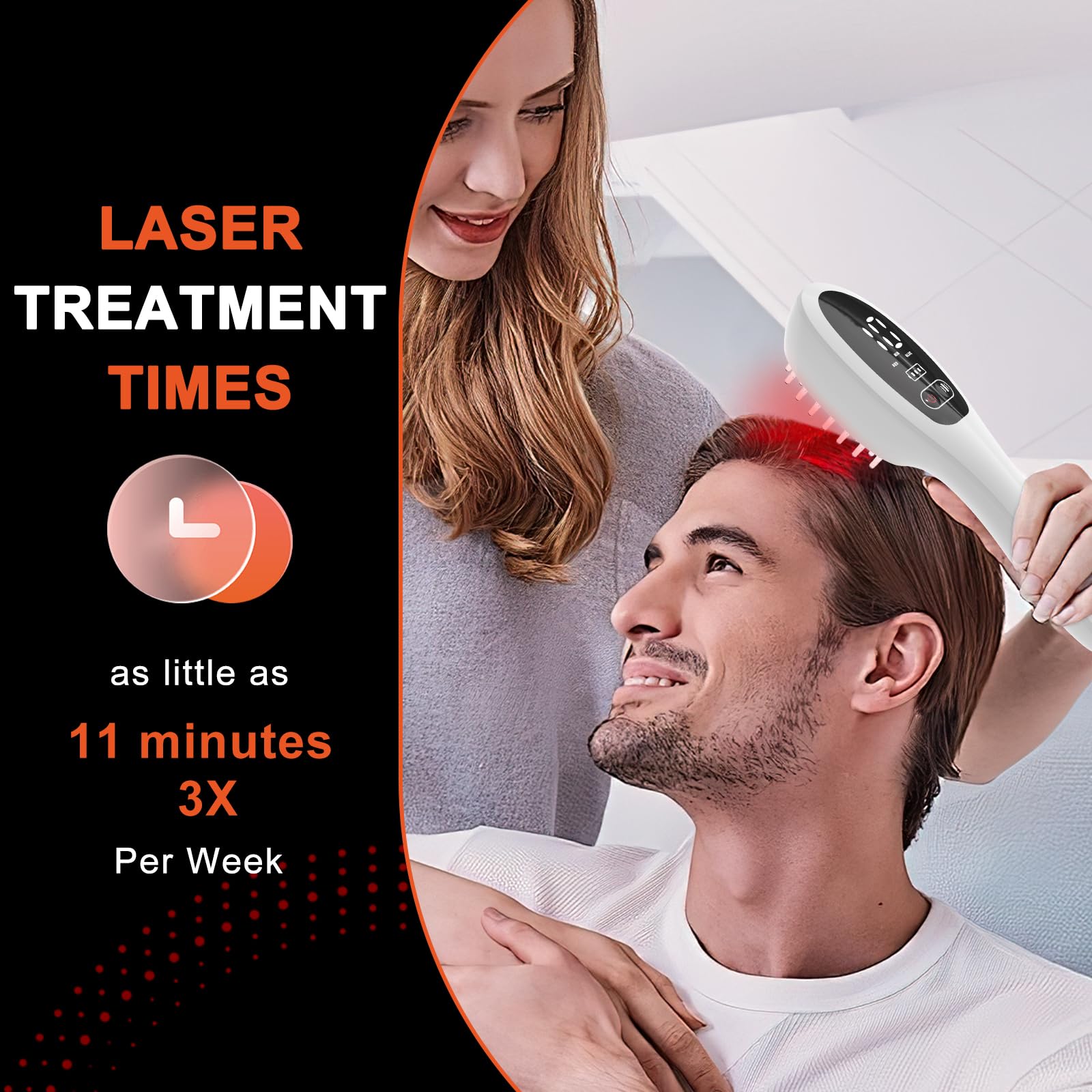 PUPCA Peigne laser – Design compact: appareil léger et facile à transporter.